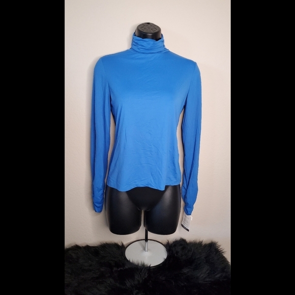 Doncaster Nylon Mock Neck Top Ruched Sleeve - Picture 1 of 5